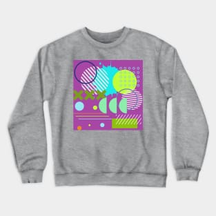 Modern Geometric Pattern Pastel Retro Doodle Aqua  Lime Retro Style. Crewneck Sweatshirt